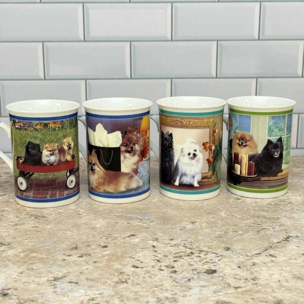 Danbury Mint Pomeranian Collection Coffee Tea Mugs Lot Of 9
